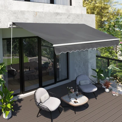 Outsunny Manual Awning Weather Shade Grey 4x2.5m