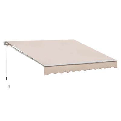 Outsunny Manual Retractable Awning 3x2.5m Ivory White