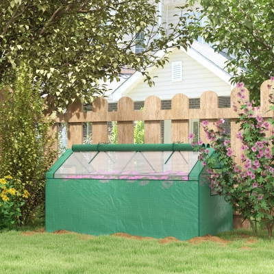 Outsunny Szklarnia foliowa z oknem, tunel ogrodowy z ochroną UV, szklarnia na pomidory, inspekt, do ogrodu, balkonu, 180 x 92 x 92 cm, zielony