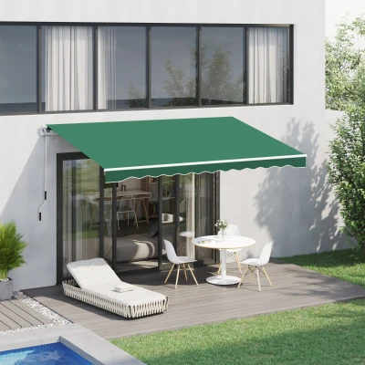 Outsunny Manual Retractable Awning Green 4m x 3m