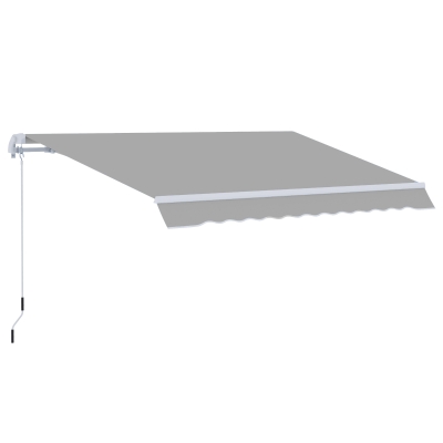 Outsunny Manual Retractable Awning Canopy 3x2m Light Grey
