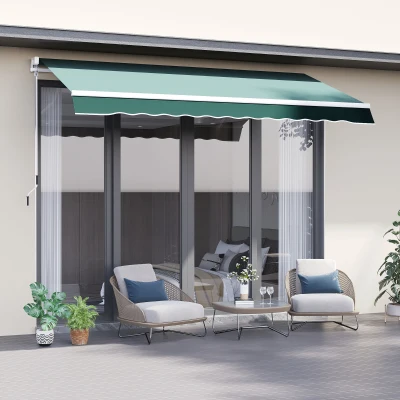 Outsunny Manual Retractable Awning 2.5x2m Dark Green