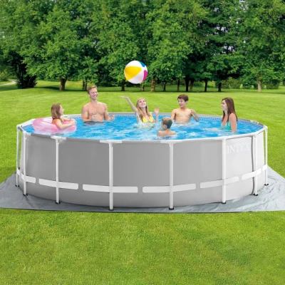 INTEX 26726NP - Piscina Prisma Frame 457X122 Cm Con Pompa Filtro, Scaletta Doppia, Telo Base E Copertura