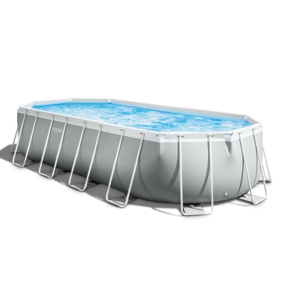 INTEX 26798NP - Piscina Prisma Ovale 610X305X122 Cm Con Pompa Filtro, Scaletta Doppia, Telo Base, Copertura
