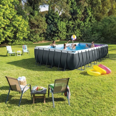 INTEX 26364NP - Piscina Ultra Xtr Frame Rettangolare 732X366X132 Cm, Pompa A Sabbia, Scaletta Doppia, Telo Base, Copertura