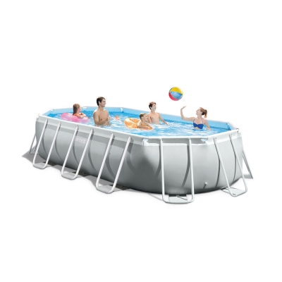 INTEX 26796NP - Piscina Prisma Ovale 503X274X122 Cm Con Pompa Filtro, Scaletta Doppia, Telo Base, Copertura