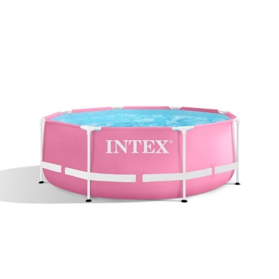 INTEX 28292NP - Piscina Metal Frame Rosa 244X76Cm Con Pompa Filtro Da 1.250 L/H