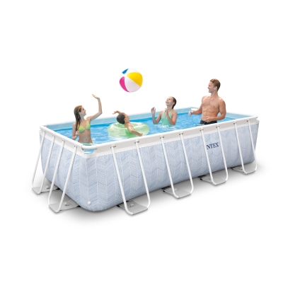 INTEX 26780NP - Piscina Prism Chevron 400X200X100Cm Con Pompa Filtro Da 2.006 L/H E Scaletta