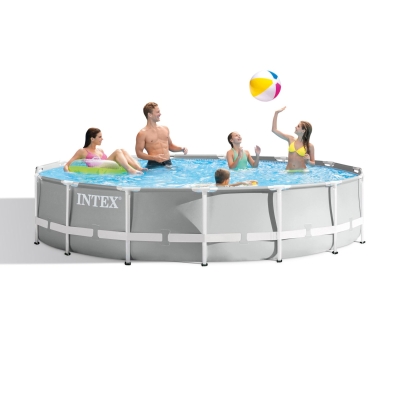 INTEX 26724NP - Piscina Prisma Frame 457X107 Cm Con Pompa Filtro, Scaletta Doppia, Telo Base E Copertura