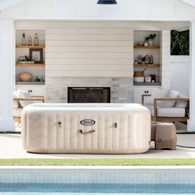 INTEX 28472EX - Chevron Jet And Bubble Deluxe Cm 239X71 6 Posti Quadrata Con Pompa, Sistema Di Purificazione Acqua, Wif70 Getti, Telo Base, Telo Copertura