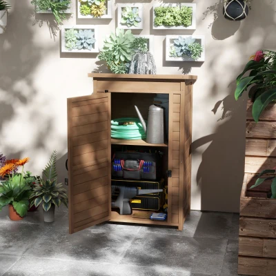 Outsunny Armadio da Giardino in Legno con Ripiano 75x56x117cm