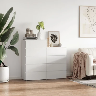 HOMCOM Komoda z 4 szufladami, biała, 55 x 33 x 80 cm, szafka biurowa z zabezpieczonymi uchwytami, do salonu i sypialni