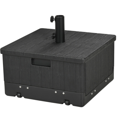 Outsunny Stojak pod parasol 3 w 1, Stolik boczny, Skrzynka na kwiaty, do 80 kg piasku, odporny na warunki pogodowe, Czarny