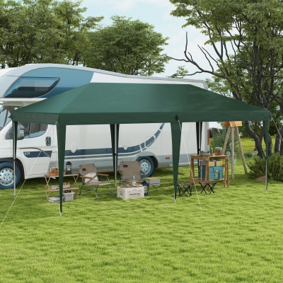 Outsunny Tenda para Festas 6x3 m com Altura Ajustável em 3 Níveis Bolsa de Transporte Estrutura de Aço Anti-UV Verde