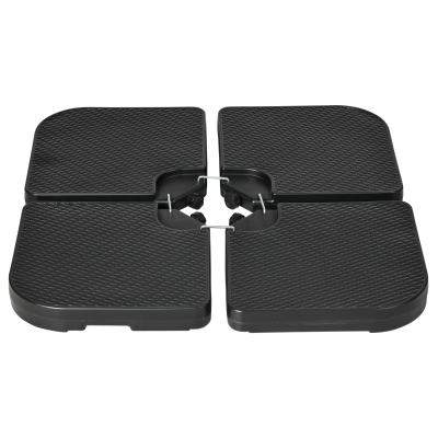 Outsunny 4-częściowy waga na parasol ogrodowy, odporna na warunki atmosferyczne, waga na parasol z uchwytem, waga na parasol ogrodowy z możliwością napełnienia 80 kg piaskiem lub 60 kg wodą, HDPE, czarny