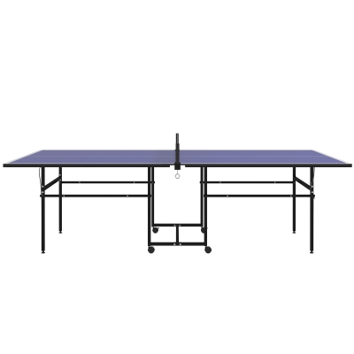 SPORTNOW Stół do tenisa stołowego, składany, przenośny, 2 rakiety, 3 piłki, rama metalowa, 274x152,5x76 cm, Niebieski