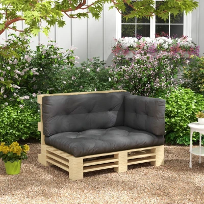 Outsunny Tuinkussen voor tuinmeubels, zitkussen, weerbestendig, knoopsteek, 120 cm x 80 cm x 12 cm, Grijs