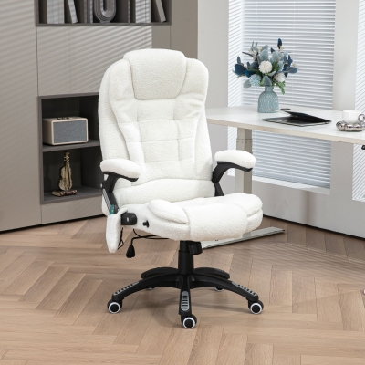 Vinsetto Fotel biurowy z funkcją masażu, fotel biurowy z funkcją masażu, regulacja wysokości, 67 x 74 x 107-116 cm, Biały