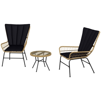 Outsunny Bistroset Balkonmeubelset, Boho-stijl, weerbestendig, 78 x 68 x 95 cm, Zwart