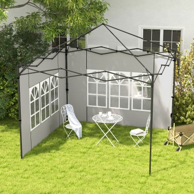 Outsunny Conjunto de 2 Paredes Laterais para Tendas de 3x3m e 3x6m Paredes Laterais com Janelas Transparentes 293x193cm Branco