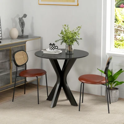 HOMCOM Ronde Eettafel Keukentafel, Modern Ontwerp, 78 cm x 78 cm x 75 cm, Zwart