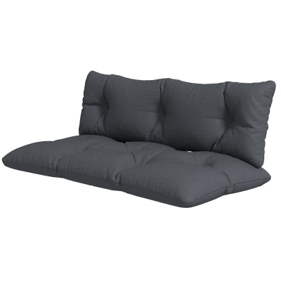 Outsunny 2-delige set tuinkussen voor tuinmeubels, weerbestendig, met knoopsluiting, 120 x 60 x 15 cm, grijs