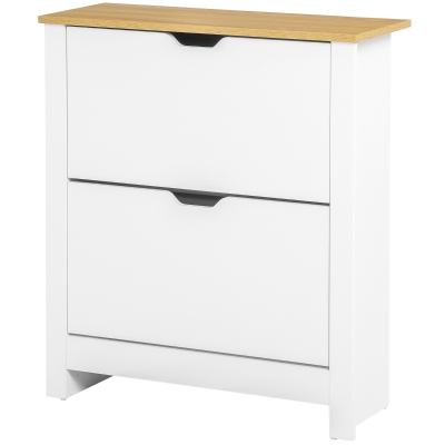 HOMCOM Szafkowy regał na buty, 2 komory, 12 par butów, 72 cm x 26 cm x 80 cm, Biały + Brąz