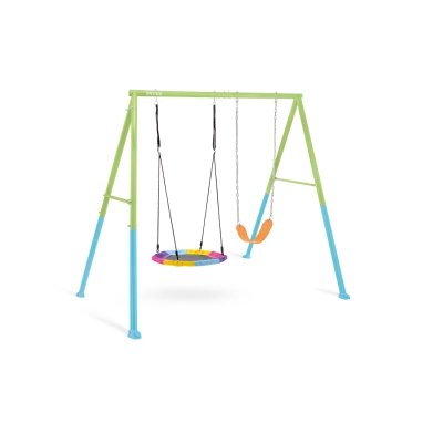 INTEX 44125 - Altalena Verde E Blu Cm 257X244X201, 2 Componenti (Dondolo Ottagonale & Altalena)