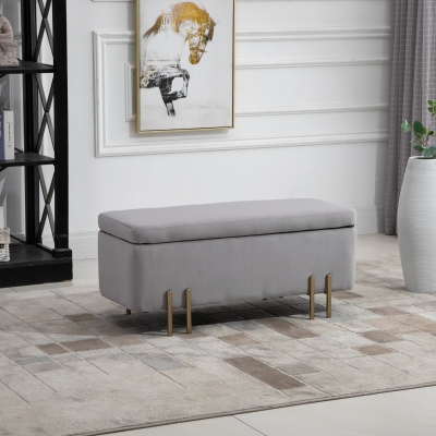 HOMCOM Ławka elegancka tapicerowana ławka ze schowkiem skrzynia z siedziskiem ciemnoszara