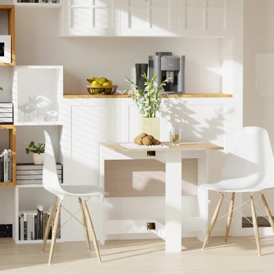 HOMCOM Tavolo pieghevole 103cm x 76cm x 73.5cm Bianco, rovere