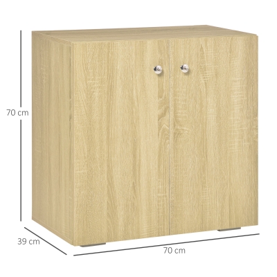Mobiletto Multiuso HOMCOM A 2 Ante - Legno, 70x39x70 Cm, Con Maniglie In Alluminio, Per Soggiorno O Ufficio