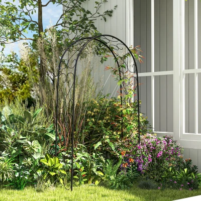 Outsunny Rogenbogen Gartenbogen Torbogen, Vintage Design, 125 x 37 x 230 cm, Schwarz