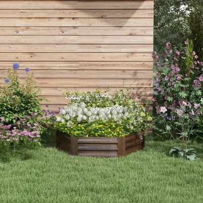 Outsunny Plantenbak Tuinbak Kruidenbak, weerbestendig, open bodem, 113 x 98 x 30 cm, Donkerbruin