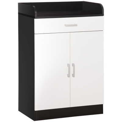 HOMCOM Mobiletto con cassetto 60cm x 40cm x 90cm Bianco, nero