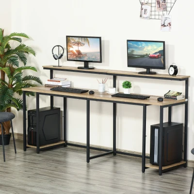 HOMCOM Scrivania 200cm x 53cm x 100cm Marrone