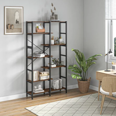 HOMCOM Libreria scaffale 100cm x 30cm x 182cm Nero