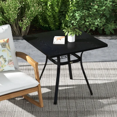 Outsunny Tuintafel voor 4 Personen, Stalen Frame, 80L x 80B x 72H cm, Zwart