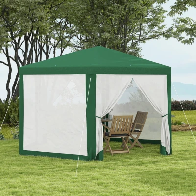 Outsunny 4m Hexagon Gazebo Party Tent, Screen House Patio Canopy Event Shelter for Activities, Shade Resistant, Green