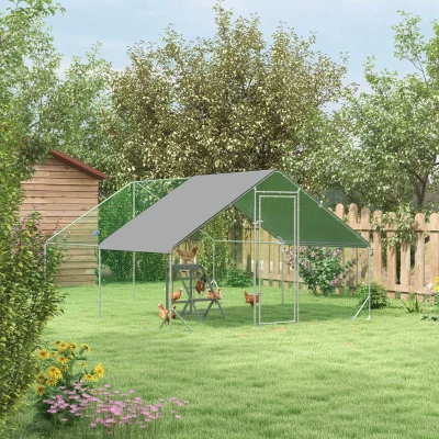 PawHut Walk In Chicken Run with Shelf & Cover, 3x4x2m