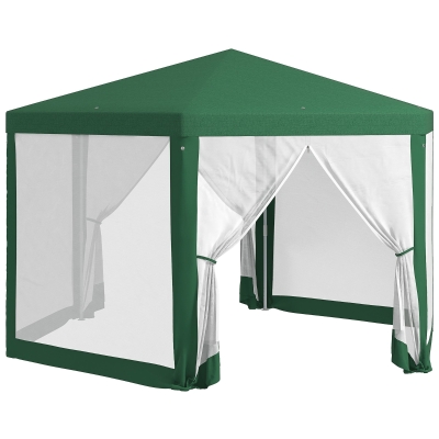 Outsunny 4m Hexagon Gazebo Party Tent, Screen House Patio Canopy Event Shelter for Activities, Shade Resistant, Green