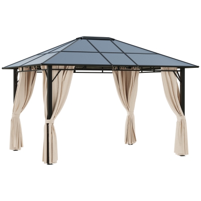 Outsunny Gazebo Canopy Tent Side Wall Curtain Shelter UV50+ Brown Garden Patio