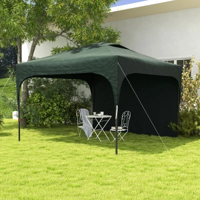 Outsunny Tenda Dobrável com Altura Ajustável 1 Parede Lateral Teto com Ventilação 4 Sacos de Areia e Bolsa de Transporte 3x3 m Verde