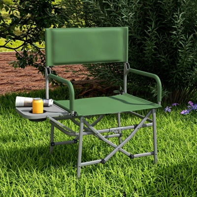 Outsunny Sedia da Campeggio Pieghevole e Tavolino Laterale Verde