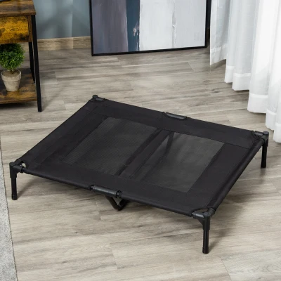 PawHut Cama Elevada para Cães Cama de Animais de Estimação com Malha Transpirável e Tecido Oxford para Exterior 92x76x18 cm Preto
