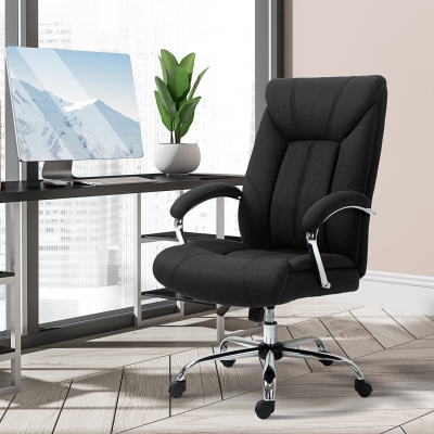 Vinsetto Krzesło biurowe Krzesło komputerowe Krzesło ergonomiczne. regulowana wysokość, funkcja kołysania, 65 cm x 78, Czarny + Srebrny