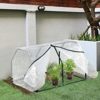 Outsunny Mini Szklarnia, odporna na warunki atmosferyczne, łatwa w transporcie, 99 cm x 71 cm x 60 cm, Tunel foliowy, Zielony