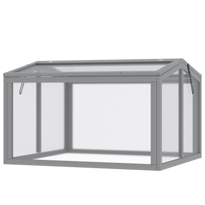 Outsunny Szklarnia Ogrodowa Szklarnia do Warzyw z Drewna i Płytek Poliwęglanowych Odporna na Pogodę Jasnoszary 90 x 80 x 58 cm