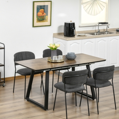 HOMCOM Stół jadalniany w stylu industrialnym dla 6 osób, z rozkładanym blatem, 120 cm x 80 cm x 76 cm, Czarny + Brązowy