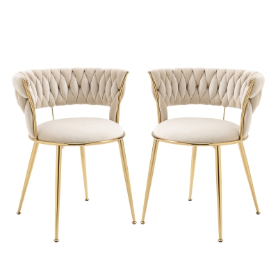 Ensemble de 2 chaises de salle à manger en velours, Blanc