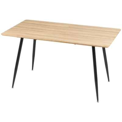 HOMCOM Stół jadalniany w stylu skandynawskim, stół kuchenny dla 4 osób, efekt drewna, 140 cm x 80 cm x 76 cm, Naturalny + Czarny